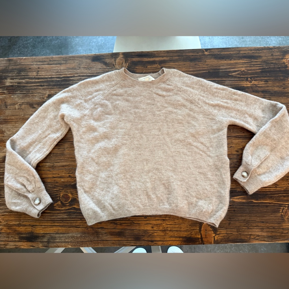 Sezane Light Brown Sweater with Button Accents